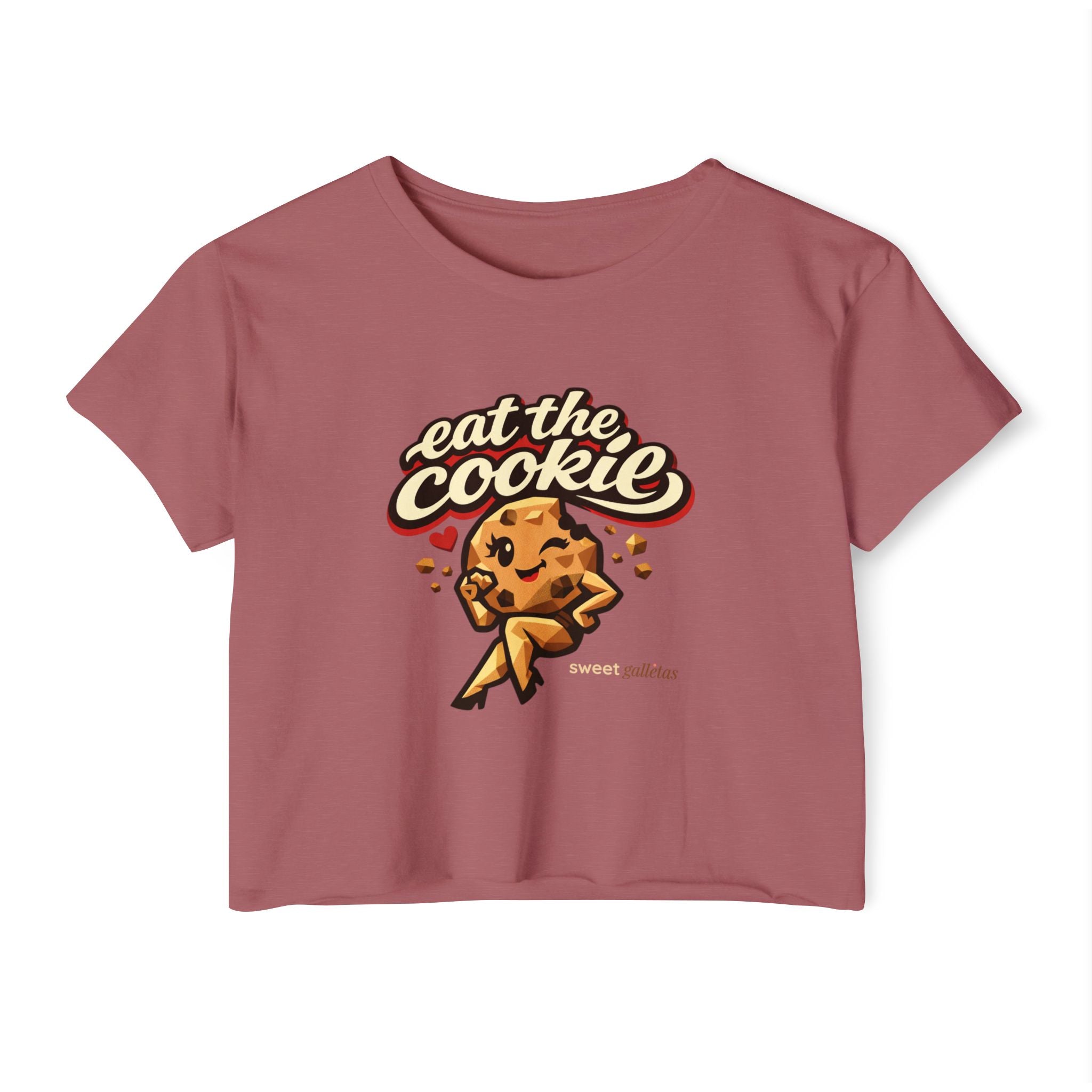 Eat The Cookie Retro Graphic Crop Top — Women's Festival Tee