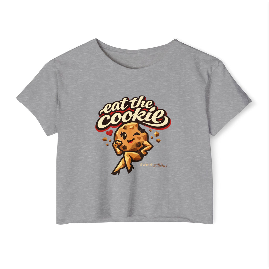 Eat The Cookie Retro Graphic Crop Top — Women's Festival Tee