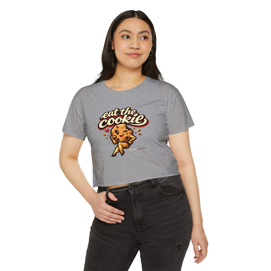 Eat The Cookie Retro Graphic Crop Top — Women's Festival Tee