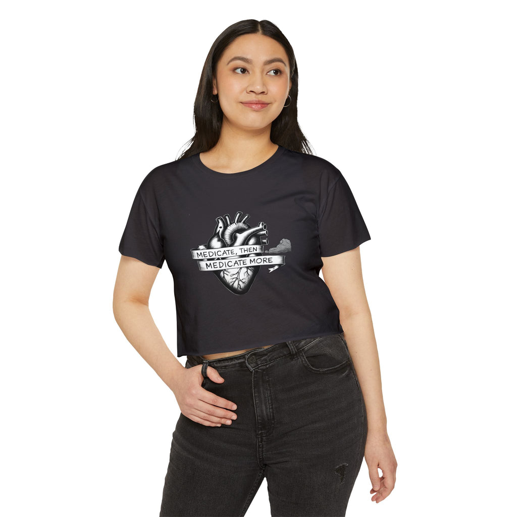 I Medicate Then Medicate More Festival Crop Top — Women's Cannabis Medicine Graphic Top