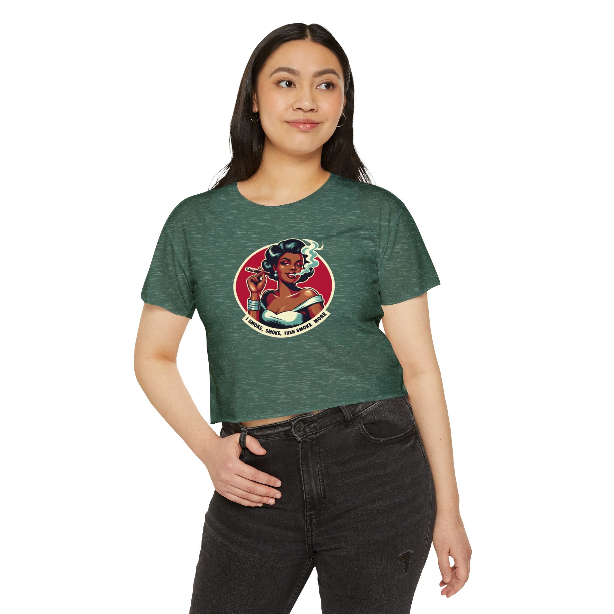 Festival Vibe Women's Crop Top — "Smoke, Smoke, Then Smoke More" Graphic