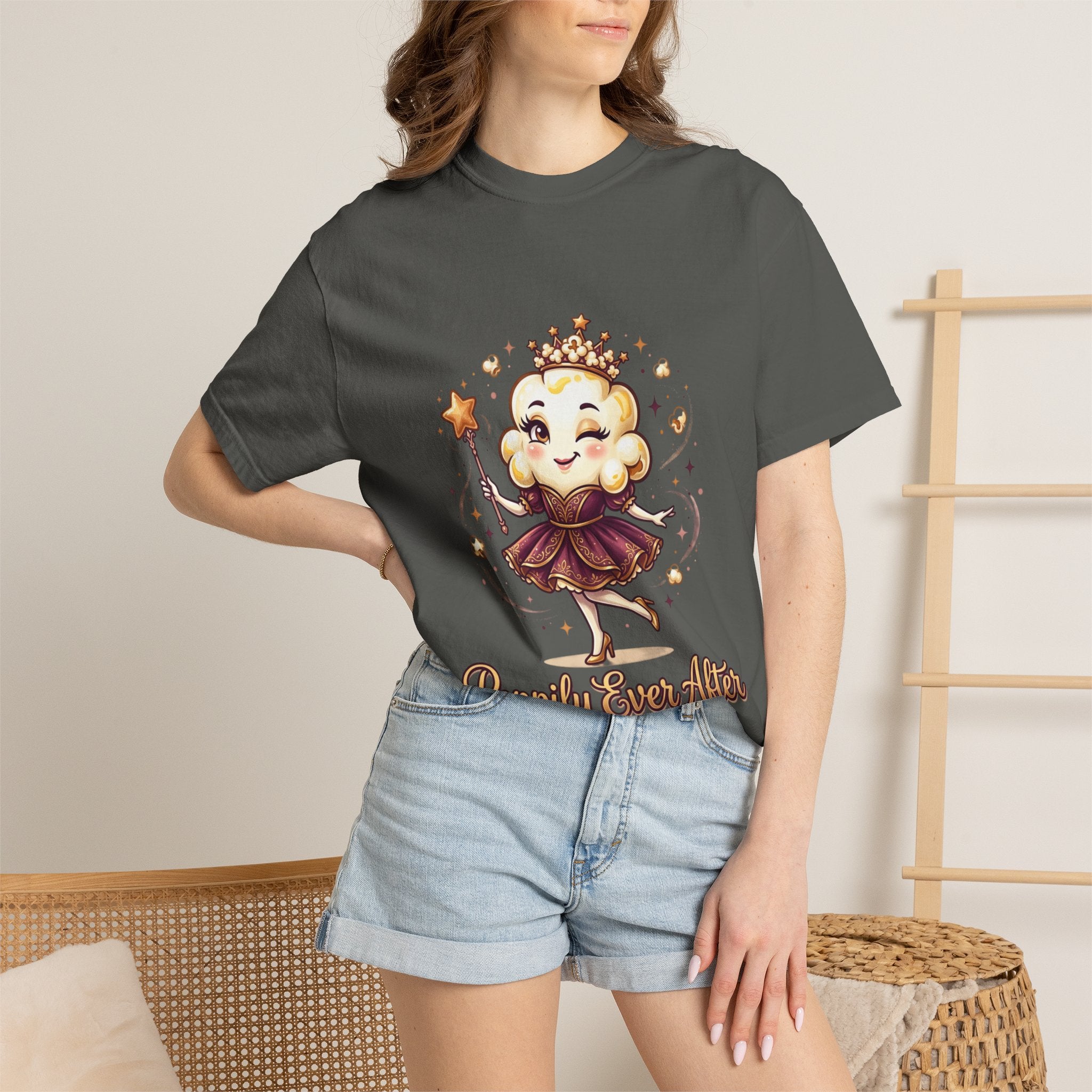 T-Shirt — "Poppily Ever After" Princess Popcorn Cute Graphic Tee