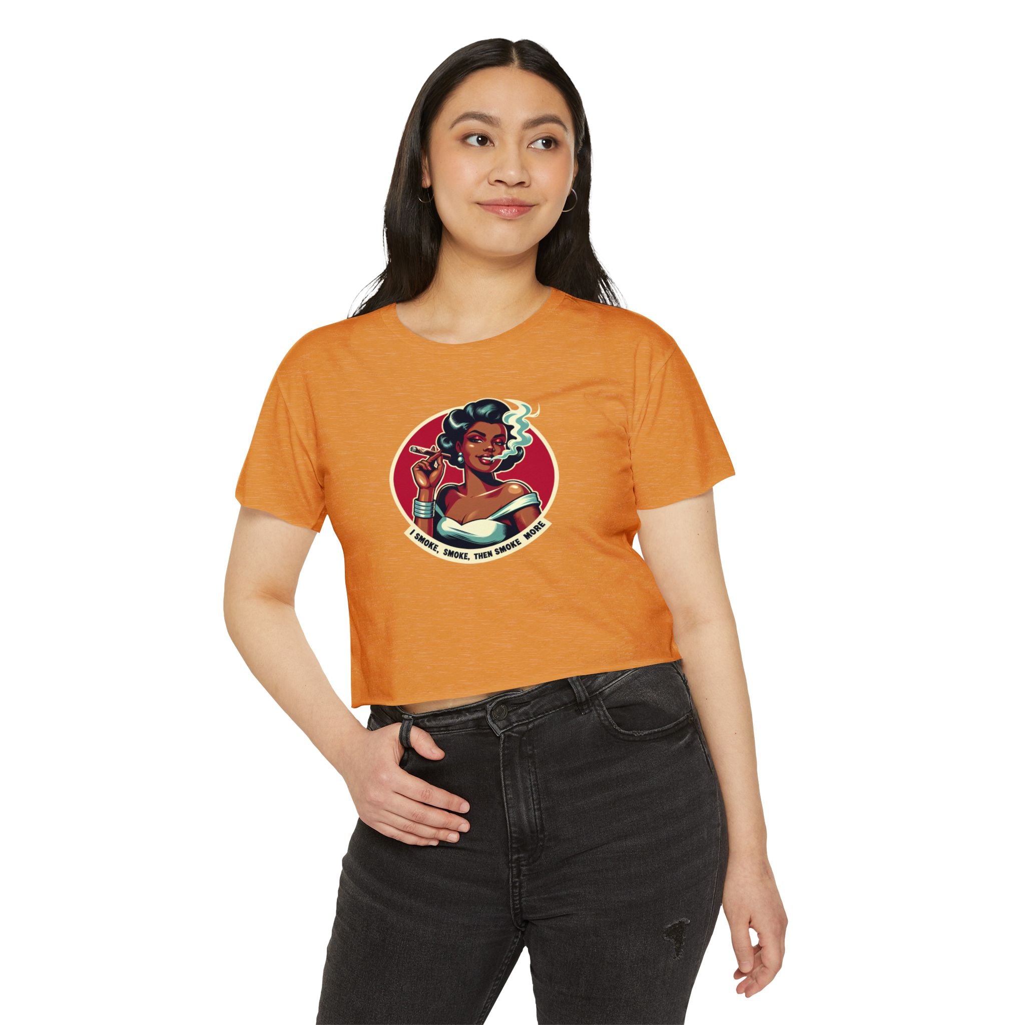 Festival Vibe Women's Crop Top — "Smoke, Smoke, Then Smoke More" Graphic