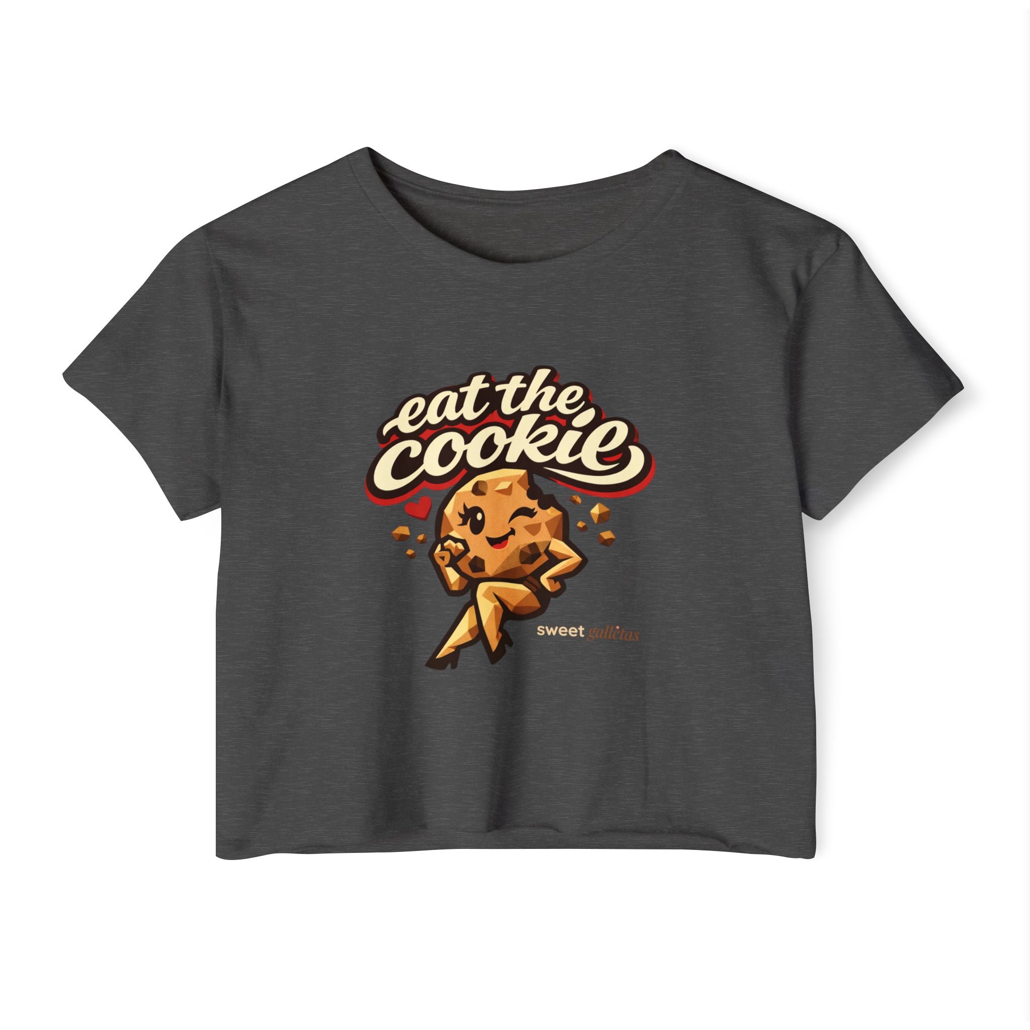 Eat The Cookie Retro Graphic Crop Top — Women's Festival Tee