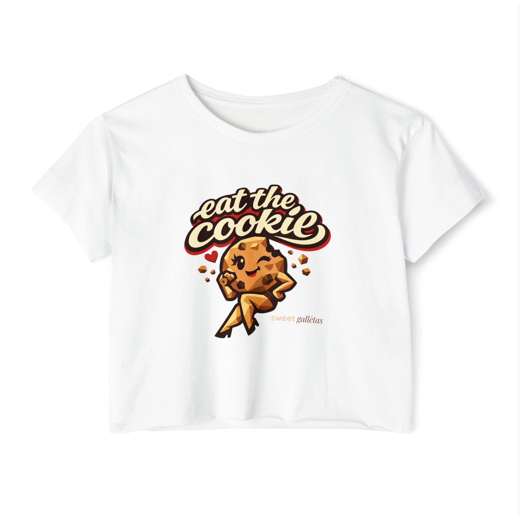 Eat The Cookie Retro Graphic Crop Top — Women's Festival Tee