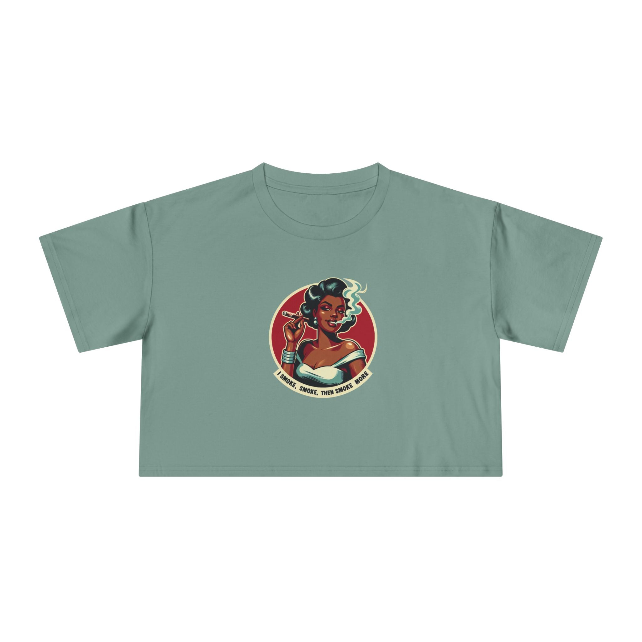 Women's Crop Tee - Retro 'I Smoke, Smoke Then Smoke More' Diva Crop Top