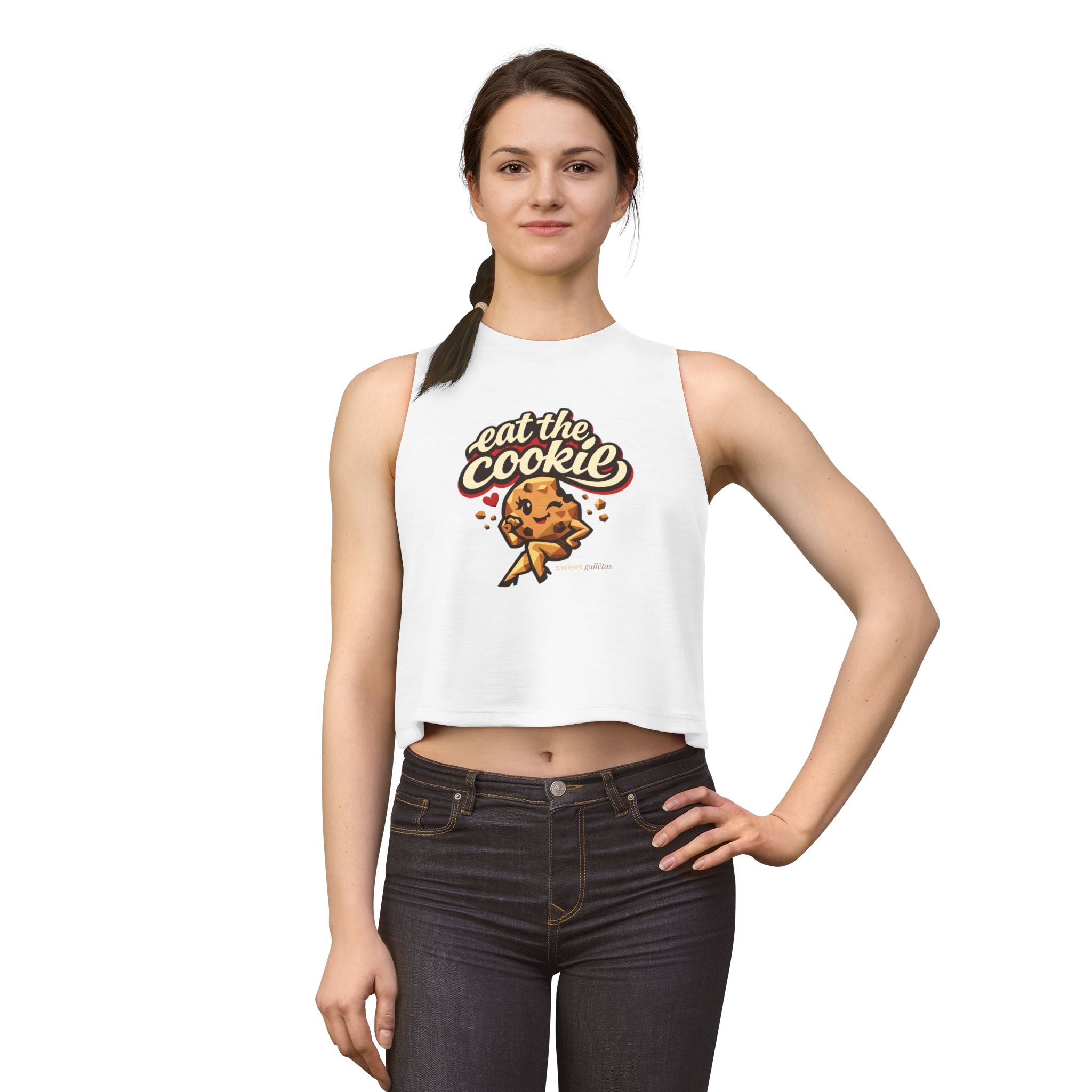 Eat the Cookie Crop Top — Cute Cookie Graphic Women's Tank