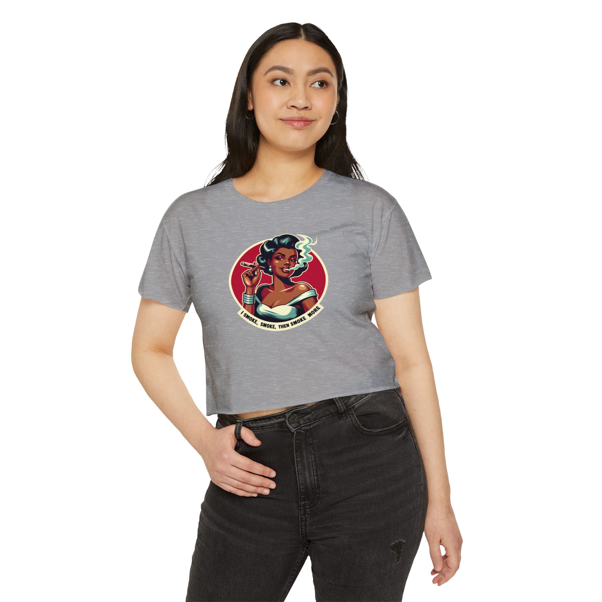 Festival Vibe Women's Crop Top — "Smoke, Smoke, Then Smoke More" Graphic