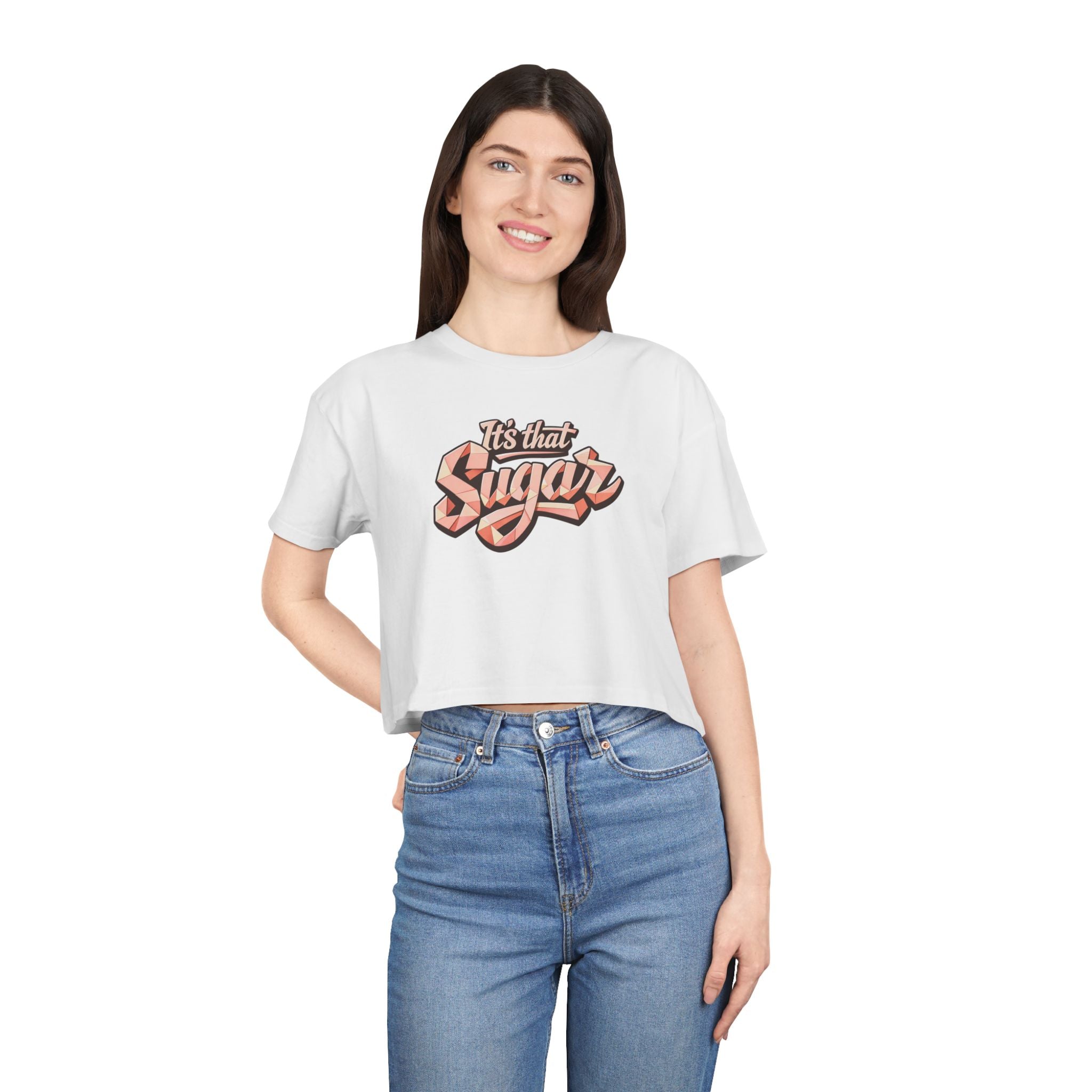"It's That Sugar" Women's Crop Tee - Retro Script Graphic Crop Top
