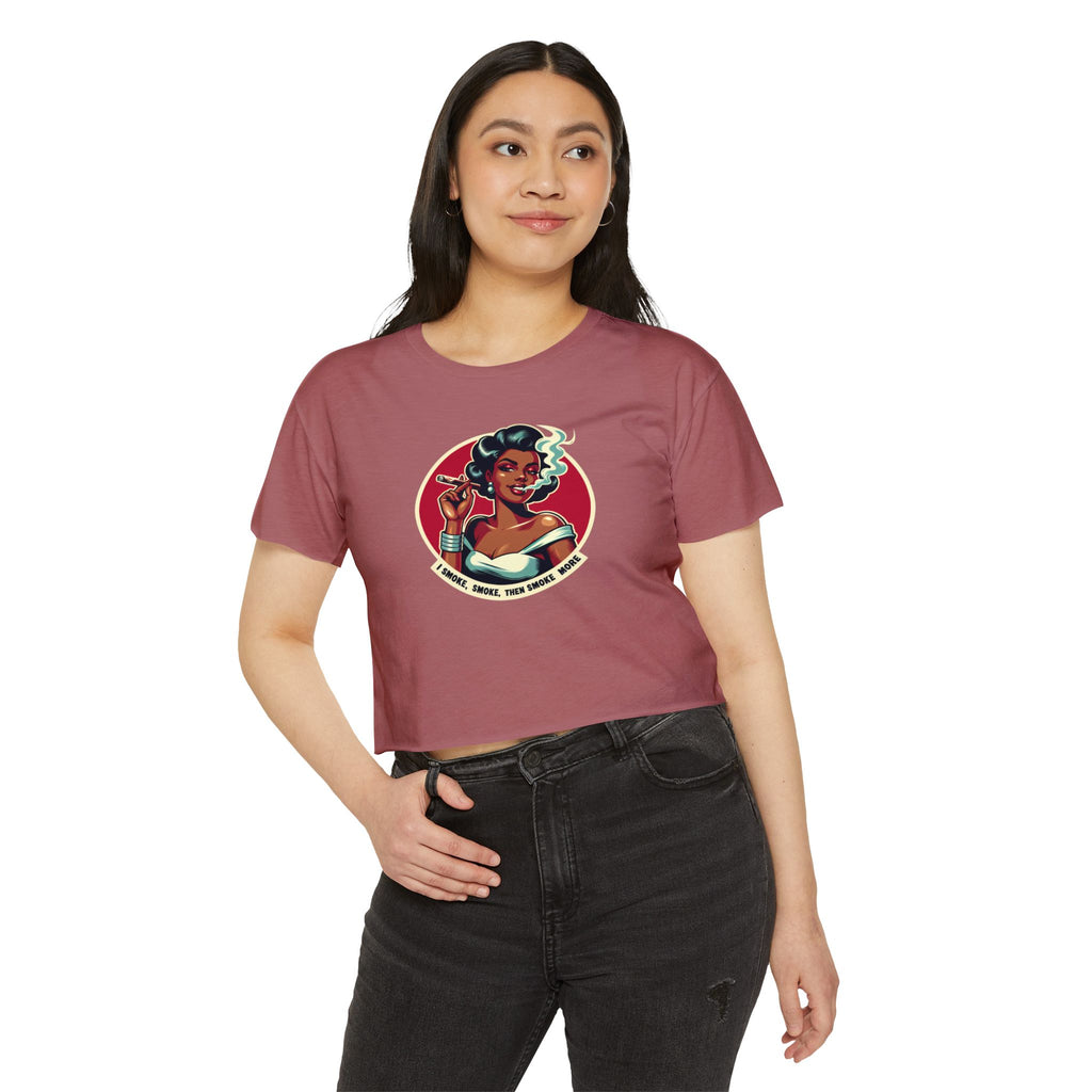 Festival Vibe Women's Crop Top — "Smoke, Smoke, Then Smoke More" Graphic