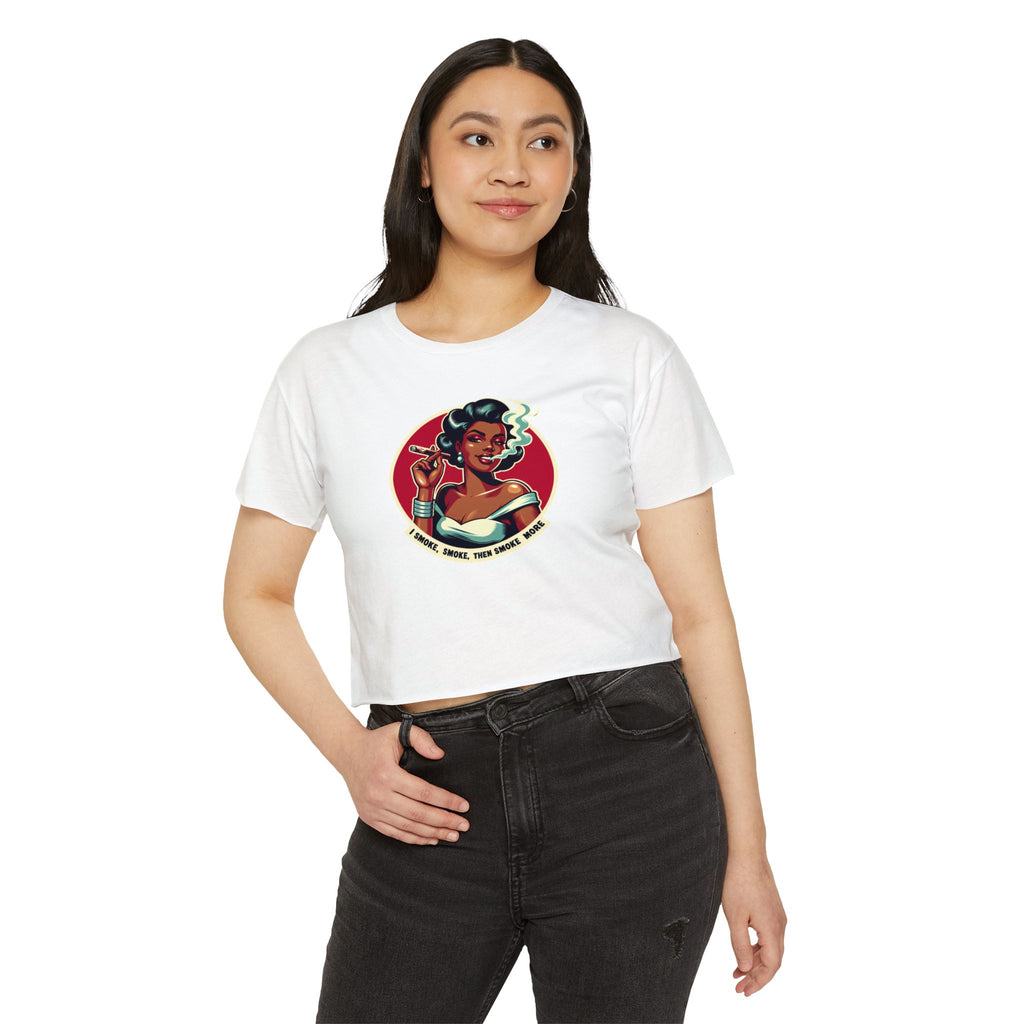 Festival Vibe Women's Crop Top — "Smoke, Smoke, Then Smoke More" Graphic