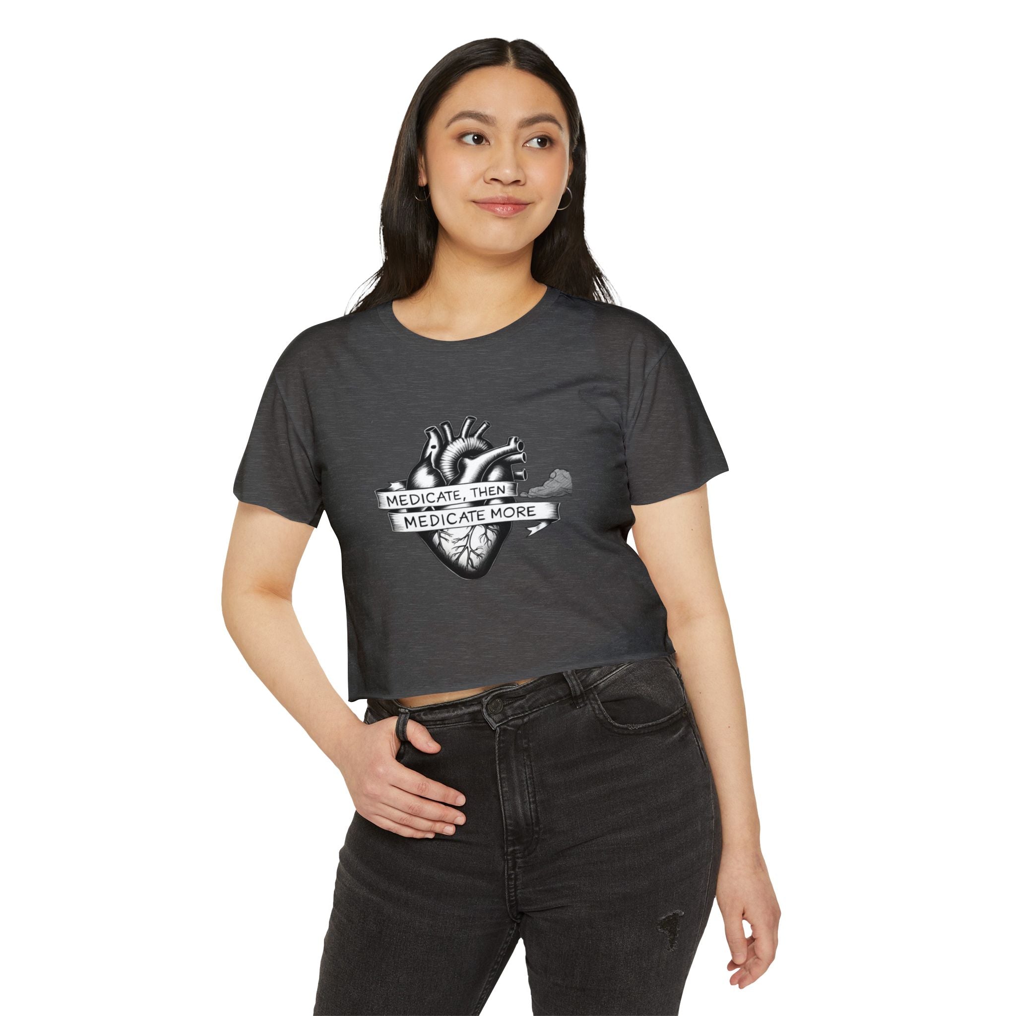 I Medicate Then Medicate More Festival Crop Top — Women's Cannabis Medicine Graphic Top