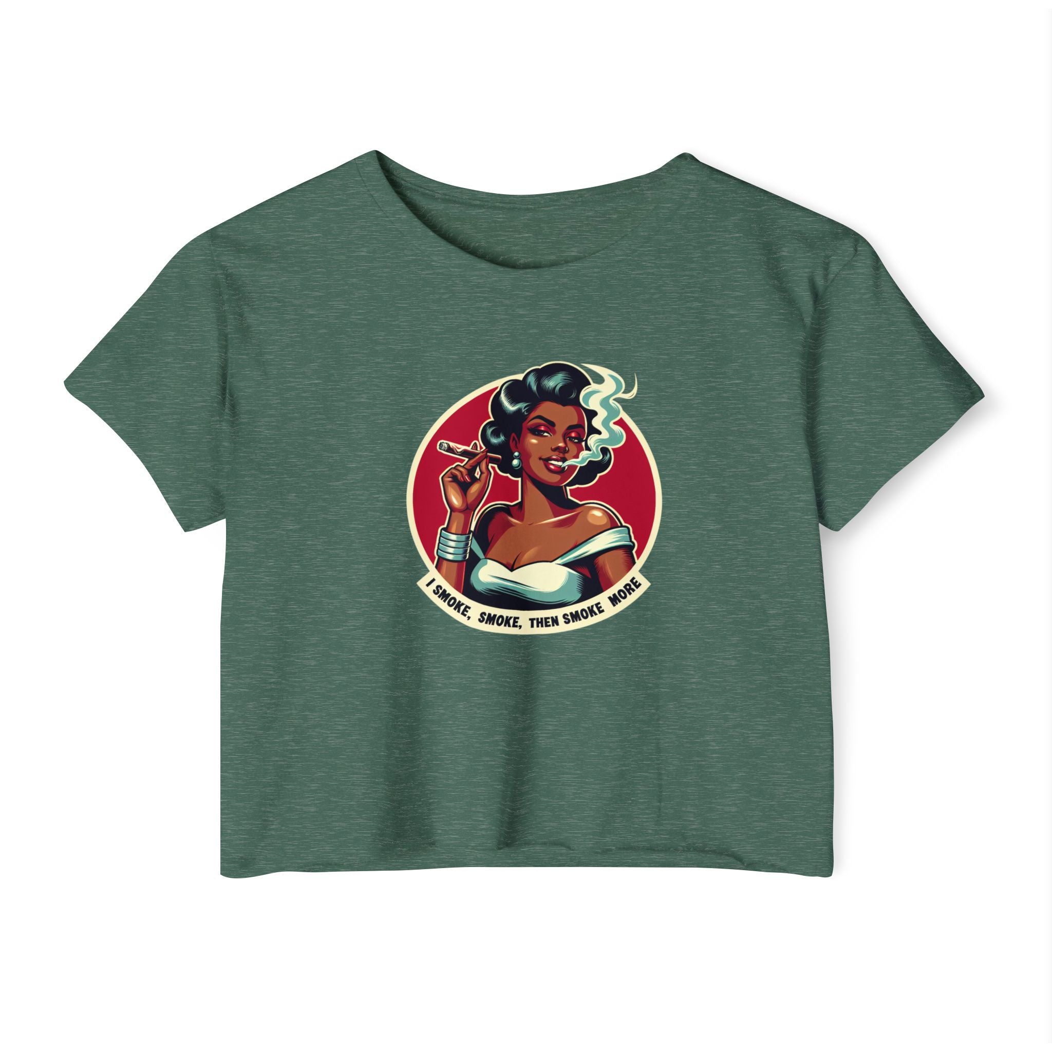 Festival Vibe Women's Crop Top — "Smoke, Smoke, Then Smoke More" Graphic