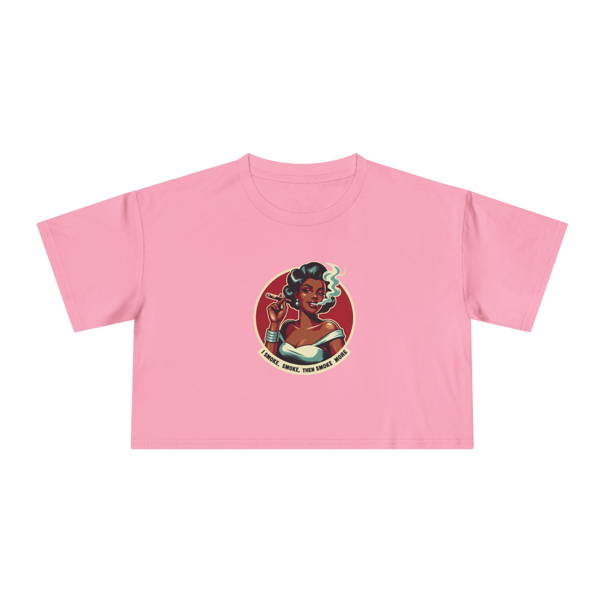 Women's Crop Tee - Retro 'I Smoke, Smoke Then Smoke More' Diva Crop Top