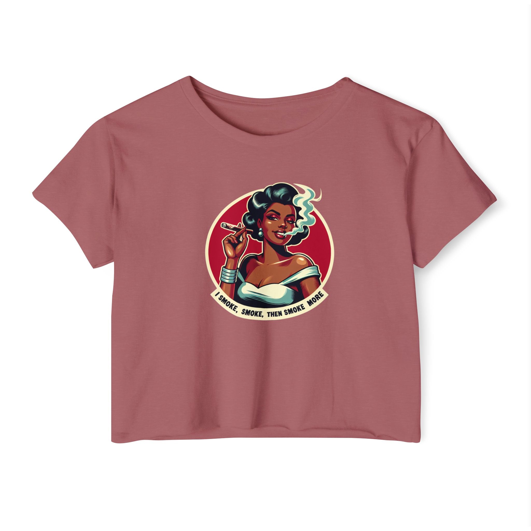 Festival Vibe Women's Crop Top — "Smoke, Smoke, Then Smoke More" Graphic